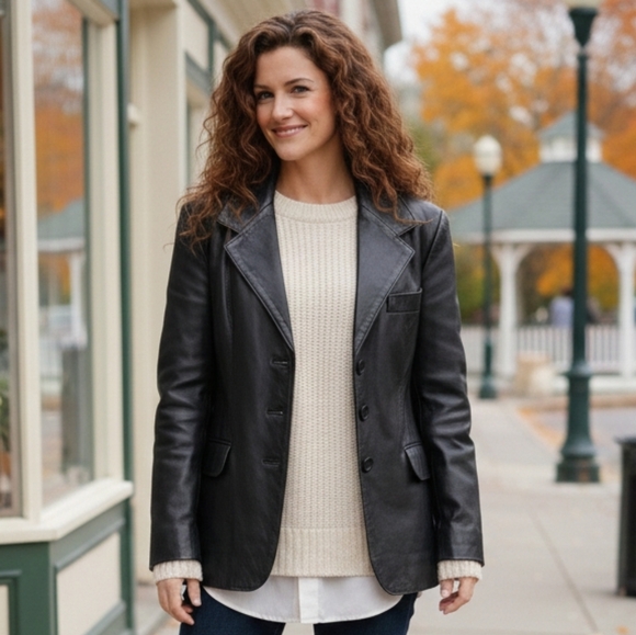 Laurence Roy M Vintage 90s Contemporary Lorelai Gilmore Lambskin Leather Jacket